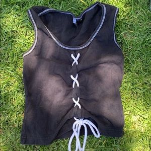 Black lace up front tank top from XOXO Size S